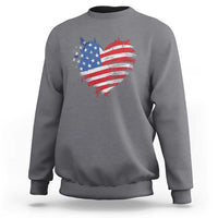 4th of July American Flag Heart USA Patriotic Sweatshirt Star Stripes - Wonder Print Shop