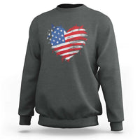 4th of July American Flag Heart USA Patriotic Sweatshirt Star Stripes - Wonder Print Shop