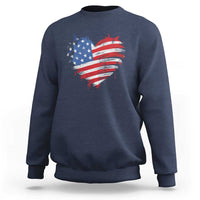 4th of July American Flag Heart USA Patriotic Sweatshirt Star Stripes - Wonder Print Shop