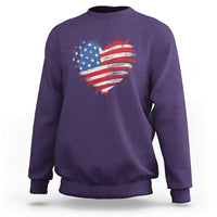 4th of July American Flag Heart USA Patriotic Sweatshirt Star Stripes - Wonder Print Shop
