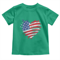 4th of July American Flag Heart USA Patriotic Toddler T Shirt Star Stripes - Wonder Print Shop