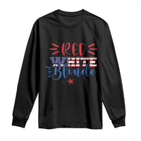 Funny 4th Of july Red White And Blonde Long Sleeve Shirt Patriotic American Flag - Wonder Print Shop
