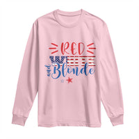 Funny 4th Of july Red White And Blonde Long Sleeve Shirt Patriotic American Flag - Wonder Print Shop