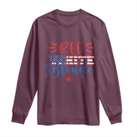 Funny 4th Of july Red White And Blonde Long Sleeve Shirt Patriotic American Flag - Wonder Print Shop