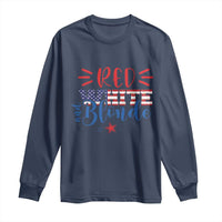 Funny 4th Of july Red White And Blonde Long Sleeve Shirt Patriotic American Flag - Wonder Print Shop