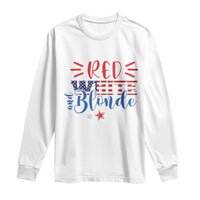 Funny 4th Of july Red White And Blonde Long Sleeve Shirt Patriotic American Flag - Wonder Print Shop