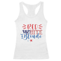 Funny 4th Of july Red White And Blonde Racerback Tank Top Patriotic American Flag - Wonder Print Shop