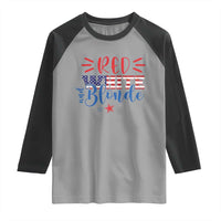 Funny 4th Of july Red White And Blonde Raglan Shirt Patriotic American Flag - Wonder Print Shop