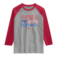 Funny 4th Of july Red White And Blonde Raglan Shirt Patriotic American Flag - Wonder Print Shop