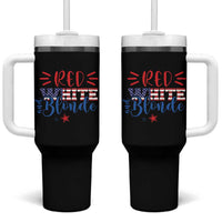 Funny 4th Of july Red White And Blonde Tumbler With Handle Patriotic American Flag - Wonder Print Shop