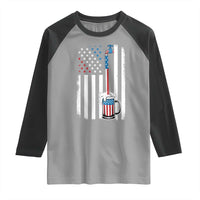 Funny Pouring Beer American Flag 4th Of July Craft Brewery Raglan Shirt - Wonder Print Shop