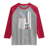 Funny Pouring Beer American Flag 4th Of July Craft Brewery Raglan Shirt - Wonder Print Shop