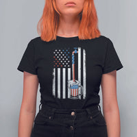Funny Pouring Beer American Flag 4th Of July Craft Brewery T Shirt For Women - Wonder Print Shop