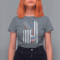 Funny Pouring Beer American Flag 4th Of July Craft Brewery T Shirt For Women - Wonder Print Shop