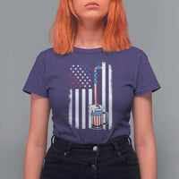 Funny Pouring Beer American Flag 4th Of July Craft Brewery T Shirt For Women - Wonder Print Shop