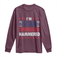Funny 4th Of July Beer Drinking Lover Long Sleeve Shirt I'm Star Spangled Hammered - Wonder Print Shop