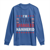 Funny 4th Of July Beer Drinking Lover Long Sleeve Shirt I'm Star Spangled Hammered - Wonder Print Shop