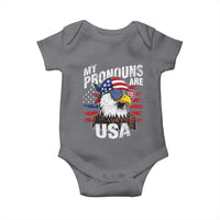 Funny My Pronouns Are USA 4th of July Baby Onesie Patriotic Eagle American Flag - Wonder Print Shop
