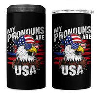 Funny My Pronouns Are USA 4th of July 4 in 1 Can Cooler Tumbler Patriotic Eagle American Flag - Wonder Print Shop
