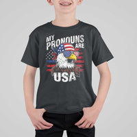 Funny My Pronouns Are USA 4th of July T Shirt For Kid Patriotic Eagle American Flag - Wonder Print Shop