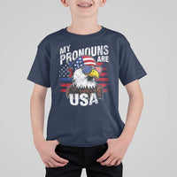 Funny My Pronouns Are USA 4th of July T Shirt For Kid Patriotic Eagle American Flag - Wonder Print Shop
