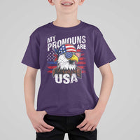 Funny My Pronouns Are USA 4th of July T Shirt For Kid Patriotic Eagle American Flag - Wonder Print Shop