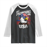 Funny My Pronouns Are USA 4th of July Raglan Shirt Patriotic Eagle American Flag - Wonder Print Shop