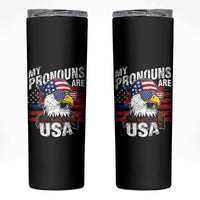 Funny My Pronouns Are USA 4th of July Skinny Tumbler Patriotic Eagle American Flag - Wonder Print Shop