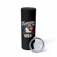 Funny My Pronouns Are USA 4th of July Skinny Tumbler Patriotic Eagle American Flag - Wonder Print Shop