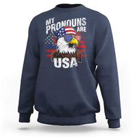 Funny My Pronouns Are USA 4th of July Sweatshirt Patriotic Eagle American Flag - Wonder Print Shop