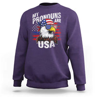 Funny My Pronouns Are USA 4th of July Sweatshirt Patriotic Eagle American Flag - Wonder Print Shop