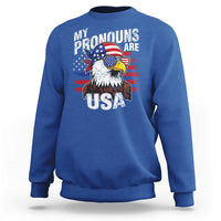 Funny My Pronouns Are USA 4th of July Sweatshirt Patriotic Eagle American Flag - Wonder Print Shop