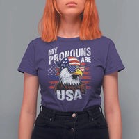 Funny My Pronouns Are USA 4th of July T Shirt For Women Patriotic Eagle American Flag - Wonder Print Shop
