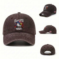 Funny My Pronouns Are USA 4th of July Washed Cotton Baseball Cap Patriotic Eagle American Flag