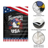 Funny My Pronouns Are USA 4th of July Garden Flag Patriotic Eagle American Flag