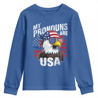 Funny My Pronouns Are USA 4th of July Youth Sweatshirt Patriotic Eagle American Flag - Wonder Print Shop