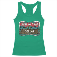 Living On That Blue Collar Dollar Racerback Tank Top Leopard Print - Wonder Print Shop