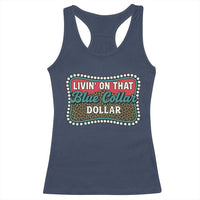 Living On That Blue Collar Dollar Racerback Tank Top Leopard Print - Wonder Print Shop