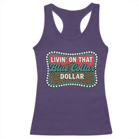 Living On That Blue Collar Dollar Racerback Tank Top Leopard Print - Wonder Print Shop