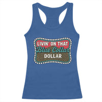 Living On That Blue Collar Dollar Racerback Tank Top Leopard Print - Wonder Print Shop
