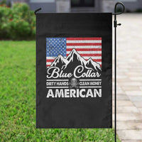 Blue Collar American Garden Flag Dirty Hands Clean Money Vintage American Flag Mountain - Wonder Print Shop