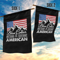 Blue Collar American Garden Flag Dirty Hands Clean Money Vintage American Flag Mountain - Wonder Print Shop