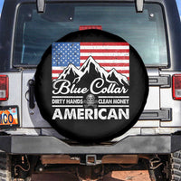 Blue Collar American Spare Tire Cover Dirty Hands Clean Money Vintage American Flag Mountain - Wonder Print Shop