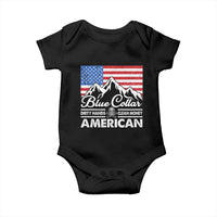 Blue Collar American Baby Onesie Dirty Hands Clean Money Vintage American Flag Mountain - Wonder Print Shop