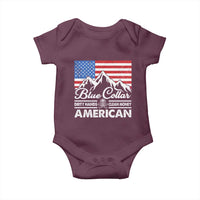 Blue Collar American Baby Onesie Dirty Hands Clean Money Vintage American Flag Mountain - Wonder Print Shop