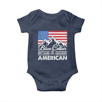 Blue Collar American Baby Onesie Dirty Hands Clean Money Vintage American Flag Mountain - Wonder Print Shop