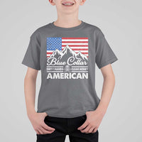 Blue Collar American T Shirt For Kid Dirty Hands Clean Money Vintage American Flag Mountain - Wonder Print Shop