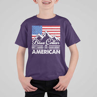 Blue Collar American T Shirt For Kid Dirty Hands Clean Money Vintage American Flag Mountain - Wonder Print Shop