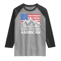 Blue Collar American Raglan Shirt Dirty Hands Clean Money Vintage American Flag Mountain - Wonder Print Shop
