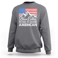 Blue Collar American Sweatshirt Dirty Hands Clean Money Vintage American Flag Mountain - Wonder Print Shop